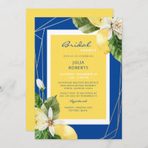 地中海スタイルの青と黄色の結婚前お祝いパーティー