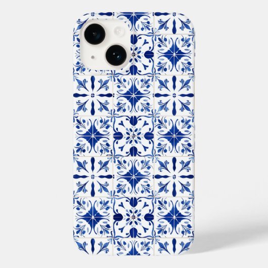地中海タイル ブルー ホワイト Case-Mate iPhoneケース (裏面)