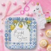 地中海ブルーのタイル ウェディングシャワー ペーパー プレート (パーティー)