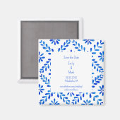 地中海ブルーの結婚式のSave the Date マグネット (正面/裏面)