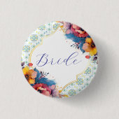 地中海ブルーの花嫁ベール 缶バッジ (正面)