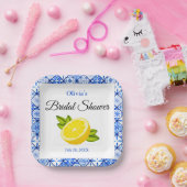 地中海ブルータイルレモン ブライダルシャワー ペーパープレート (パーティー)