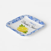 地中海ブルータイルレモン ブライダルシャワー ペーパープレート (傾斜あり)