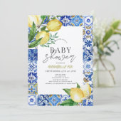 地中海ブルータイル シトラス レモン ベイビーシャワー 招待状 (スタンド正面)