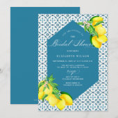 地中海ブルータイル レモン ブライダルシャワー 招待状 (正面/裏面)