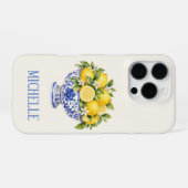 地中海ブルーボウルのレモン iPhoneケース (裏面横)