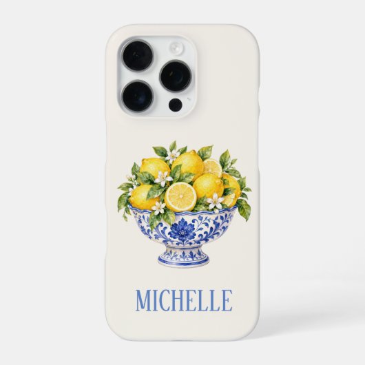 地中海ブルーボウルのレモン iPhoneケース (裏面)