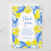 地中海ブルー イエロー レモン ブライダルシャワー サンキューカード (正面)