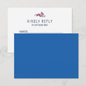 地中海ブルー ギリシャ鍵 結婚式 返信 RSVP 招待状 (正面/裏面)