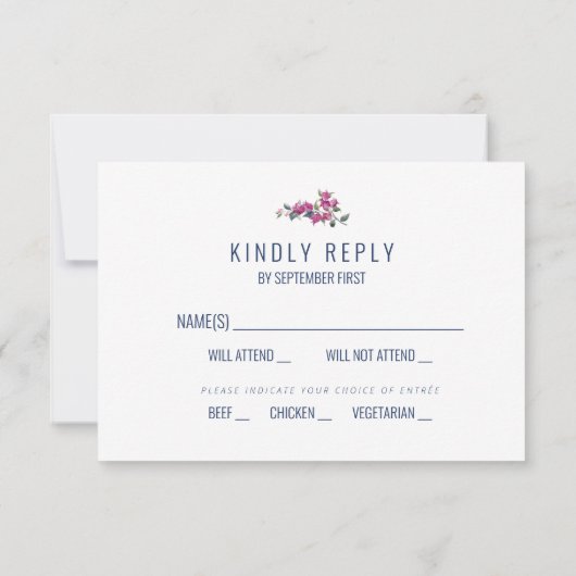 地中海ブルー ギリシャ キー 結婚式 返信 RSVP 招待状 (裏面)