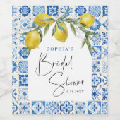 地中海ブルー タイル ブライダルシャワー ワインボトルラベル ワインラベル (シングルラベル)