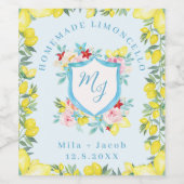 地中海モノグラムクレスト結婚式リモンチェッロ ワインラベル (シングルラベル)