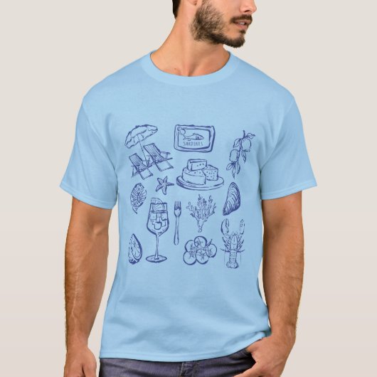 地中海ライフの輪郭 Tシャツ (正面)