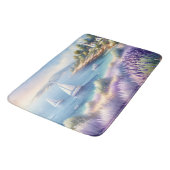 地中海ラベンダー海岸とヨット バスマット (アングル)