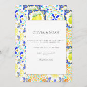 地中海レモンタイル ウェディング 招待状 (正面/裏面)