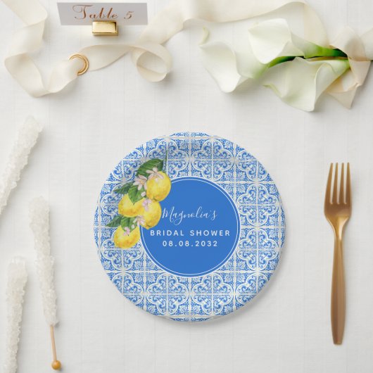 地中海レモン ブライダルシャワー ペーパープレート (ウェディング)