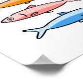 地中海沿岸のイワシのイラストアート ポスター (角)