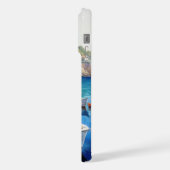 地中海沿岸のボートのある村 - 海辺 iPhoneケース (左側面)