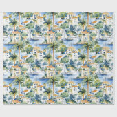 地中海沿岸の海でのウェディング ラッピングペーパー (フラット)