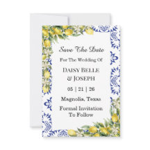 地中海風のレモンとブルーのモザイクタイルを使ったウェディングのお知らせ