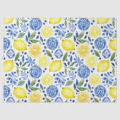 地中海風のレモンと青タイル 薄葉紙 (正面)