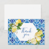 地中海風のレモン花模様のタイル　サンキューカード サンキューカード (正面/裏面)