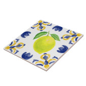 地中海風のレモン ブルーとイエロー タイル (側面)