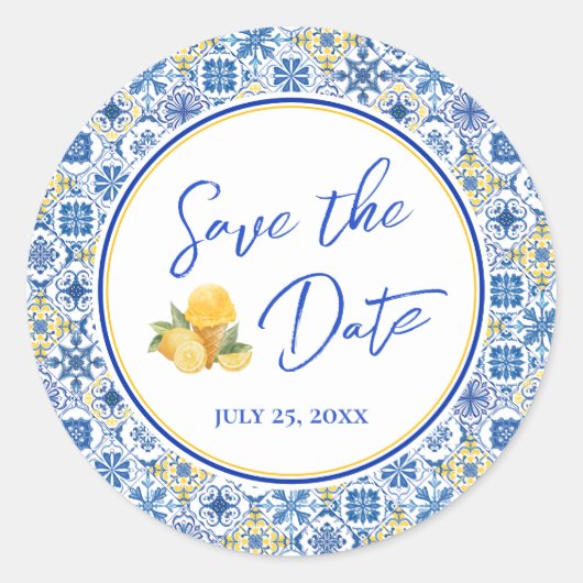 地中海風ウェディング Save The Date 封筒シール ラウンドシール (正面)