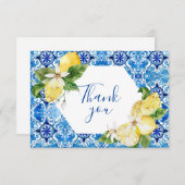 地中海風レモンの花のタイル　サンキューカード サンキューカード (正面/裏面)