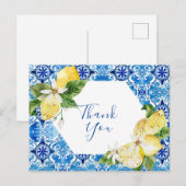 地中海風レモンの花のタイル サンキュー ポストカード (正面/裏面)