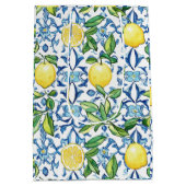 地中海風レモンの青いタイル ミディアムペーパーバッグ (裏面)