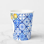 地中海風レモン青タイル ブライダルシャワー 紙コップ (左)