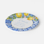 地中海風レモン ブルータイル ブライダルシャワー ペーパープレート (アングル)