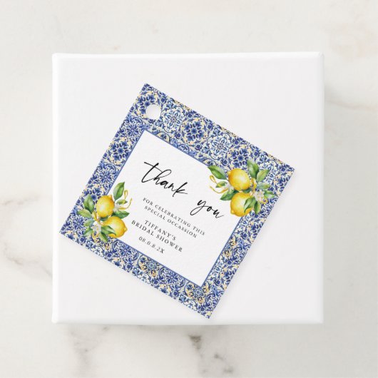 地中海風 青いタイル レモン ブライダルシャワー フェイバータグ (インサイチュ)