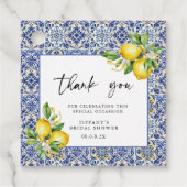 地中海風 青いタイル レモン ブライダルシャワー フェイバータグ (正面)