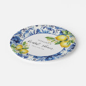 地中海風 青いタイル レモン ブライダルシャワー ペーパープレート (アングル)