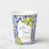 地中海風 青いタイル レモン ブライダルシャワー 紙コップ (裏面)