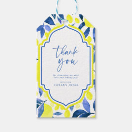 地中海風 青い タイルの黄色のレモン 結婚前のお祝い ギフトタグ