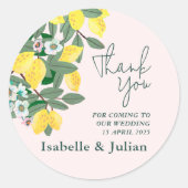 地中海 イタリア ギリシャ レモン ピンク ウェディング ラウンドシール (正面)