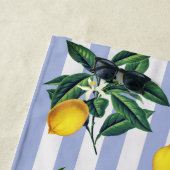 地中海 ヴィンテージ レモン ブルー ストライプ 名前 ビーチタオル (インサイチュ)