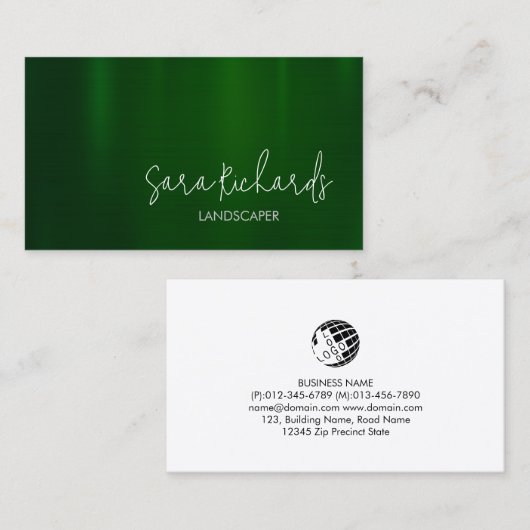 地主ガーデナーメタリックフェイクグリーン 名刺 (正面/裏面)
