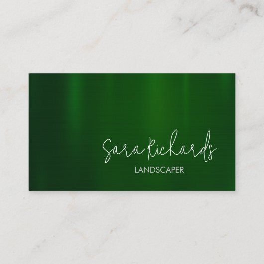 地主ガーデナーメタリックフェイクグリーン 名刺 (正面)