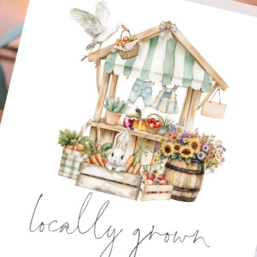 地元でモダン栽培された農家市場赤ちゃんシャワー 招待状