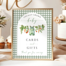 地元で作られたカードとギフトが野菜をサイン ポスター