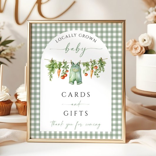 地元で作られたカードとギフトが野菜をサイン ポスター