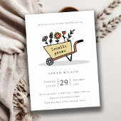 地元で栽培されたイエローフローラカートベビーシャワー招待状 サンキューカード