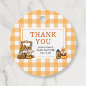 地元で栽培されたカボチャの赤ちゃんシャワーラウンド フェイバータグ (正面)