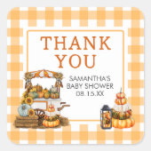 地元で栽培されたカボチャの赤ちゃんシャワー スクエアシール (正面)