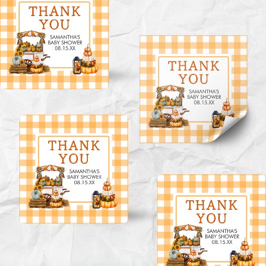 地元で栽培されたカボチャの赤ちゃんシャワー スクエアシール