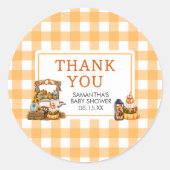 地元で栽培されたカボチャの赤ちゃんシャワー ラウンドシール (正面)